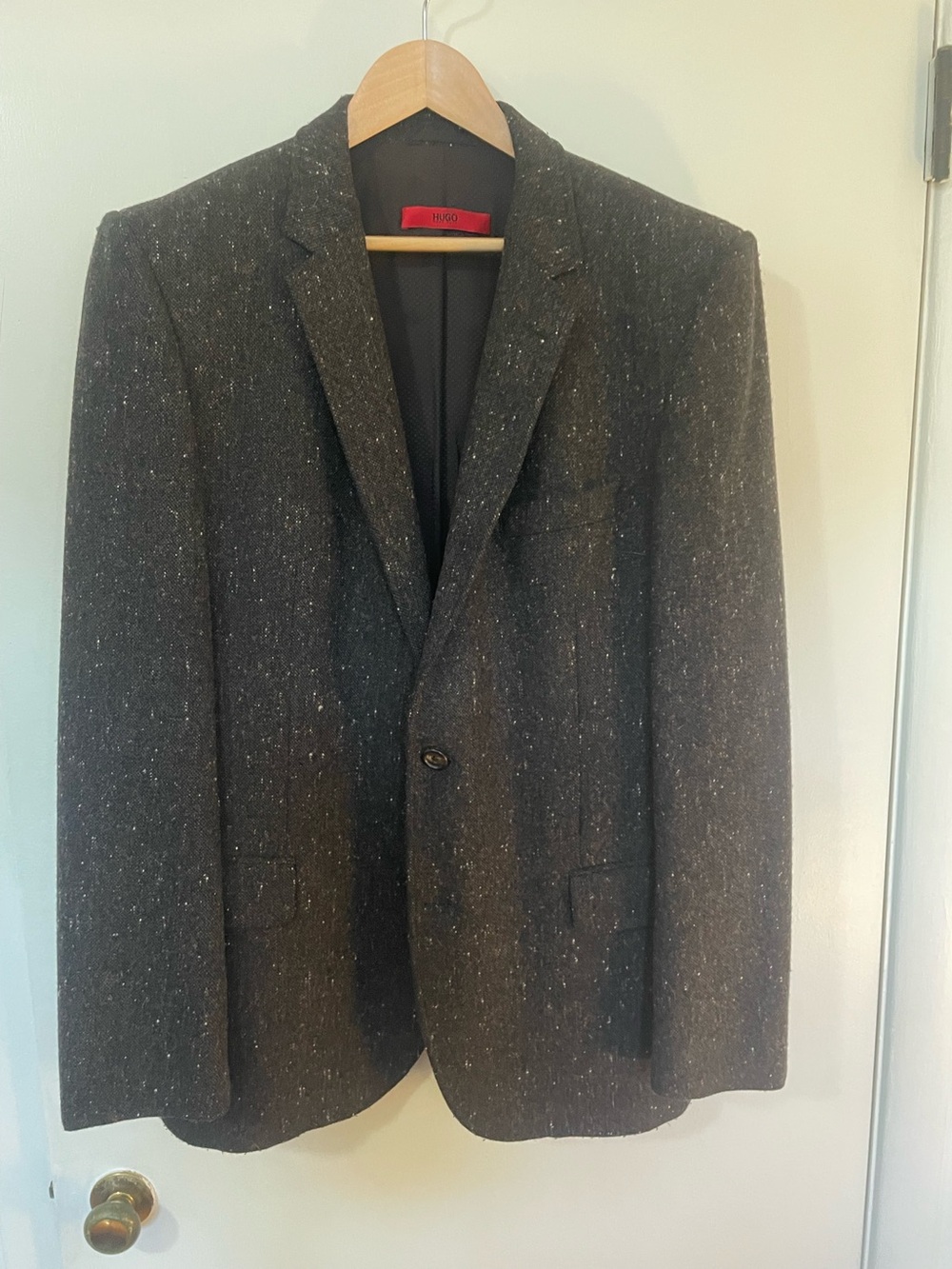 HUGO Charcoal Speckled Notch-Lapel Blazer